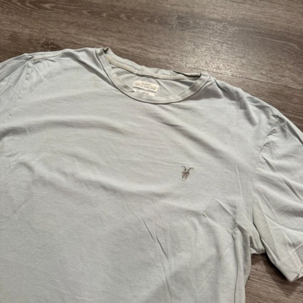 Allsaints Shirt Mens Medium Gray Short Sleeve Tee‎ Crew Neck Cotton Logo Minimal